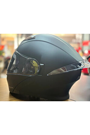 965 MAT BLACK GÜNEŞ VİZÖRLÜ ÇENE AÇILIR MOTOSİKLET KASK