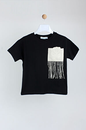 Cichlid Kız Çocuk Örgü Detaylı Tshirt