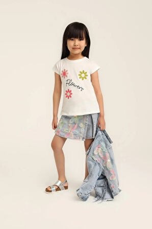 Kız Bebek Tül Çiçekli Şort Etek