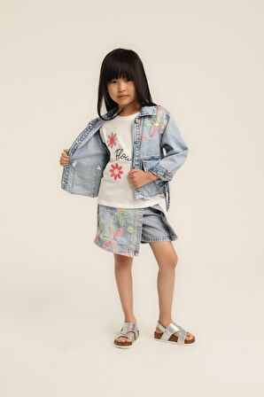 Kız Bebek Tül Çiçekli Şort Etek