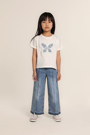 Kız Bebek Boru Paça Kot  Pantolon