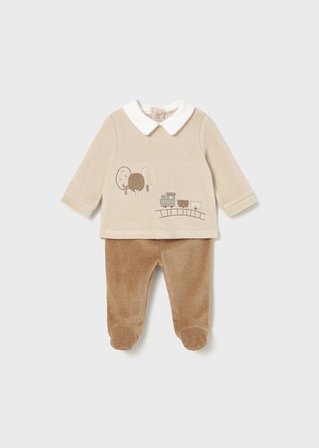 Mayoral Newborn Erkek Bebek Kadife Takım Kahverengi