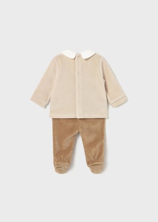 Mayoral Newborn Erkek Bebek Kadife Takım Kahverengi