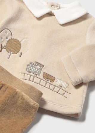 Mayoral Newborn Erkek Bebek Kadife Takım Kahverengi
