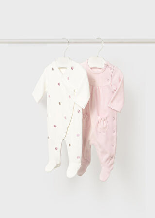 Mayoral Newborn Kız Bebek 2Li Kadife Tulum