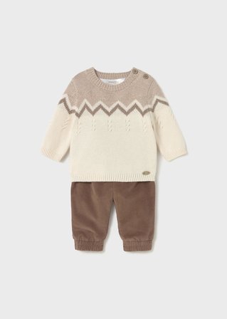 Mayoral Newborn Erkek Bebek Kazak Ve Pantolon Set Kahverengi