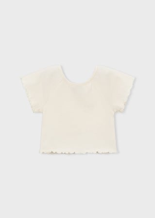 Mayoral Kız Çocuk Düğmeli Tshirt Bej