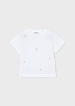Mayoral Kız Çocuk Örgü Detaylı Tshirt Beyaz