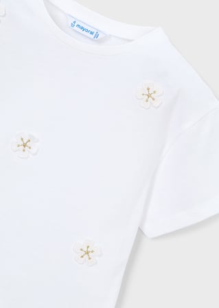 Mayoral Kız Çocuk Örgü Detaylı Tshirt Beyaz