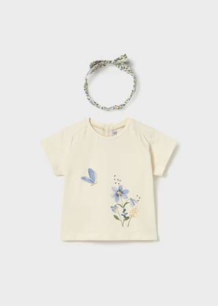 Mayoral Kız Bebek Saç Bantlı Tshirt Bej