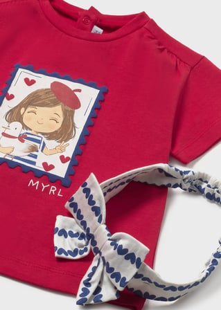 Mayoral Kız Bebek Saç Bantlı Tshirt Kırmızı