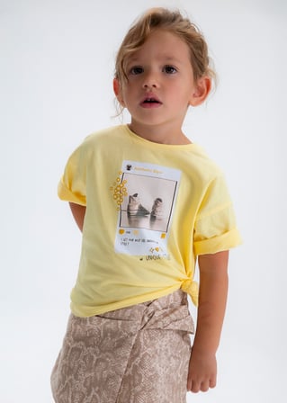 Mayoral Kız Çocuk Oversize Baskılı Tshirt Sarı