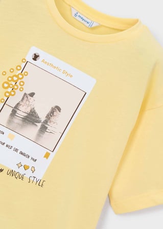 Mayoral Kız Çocuk Oversize Baskılı Tshirt Sarı