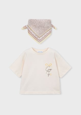 Mayoral Kız Çocuk Bandana Ve Tshirt Set Bej