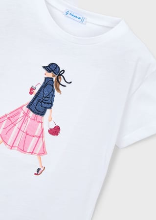 Mayoral Kız Çocuk Baskılı Tshirt Beyaz