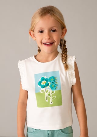 Mayoral Kız Çocuk Askılı Tshirt Krem