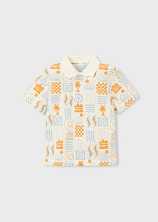Mayoral Erkek Çocuk Baskılı Yakalı Tshirt Krem