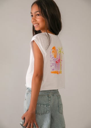 Mayoral Kız Çocuk Askılı Crop Tshirt Beyaz