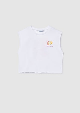 Mayoral Kız Çocuk Askılı Crop Tshirt Beyaz