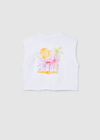 Mayoral Kız Çocuk Askılı Crop Tshirt Beyaz