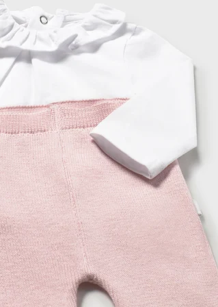 Mayoral Yenidoğan Kız Bebek Triko Pantolon Takım Pembe