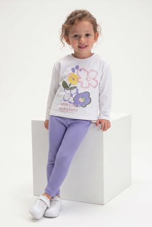 Kız Çocuk Wildflover Ribana Taytlı Takım Mor