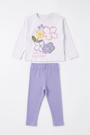 Kız Çocuk Wildflover Ribana Taytlı Takım Mor