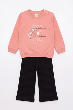 Kız Bebek Hearth Beats Eşofman Takım Pembe