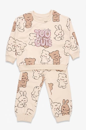 Kız Bebek Too Cute Tedy Eşofman Takım Bej