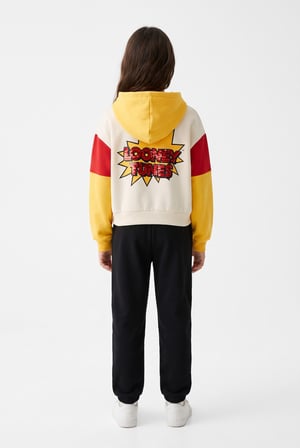 Kız Çocuk Cartoon Animals Pul Payetli Sweatshirt Krem