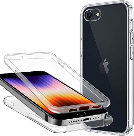Apple iPhone SE 3 2022 360 Derece Kılıf Şeffaf Silikon Ön Arka