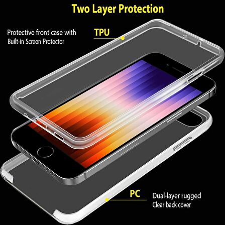 Apple iPhone SE 3 2022 360 Derece Kılıf Şeffaf Silikon Ön Arka
