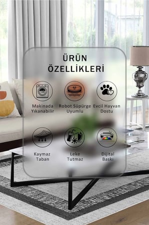 Yıkanabilir Kaymaz Taban Dijital Baskılı Halı ve Yolluk – Leke Tutmaz Salon & Mutfak Halısı
