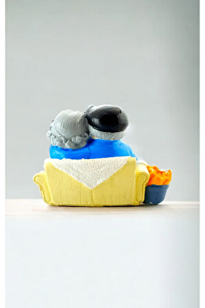 Sevimli Dede Nine Biblosu Koltukta Oturan Yaşlı Biblo El Boyması Yaşlı Çift Heykeli newsolds9