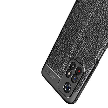 Gpack Xiaomi Poco M4 Pro 5G Kılıf Niss Silikon Deri Görünümlü Kamera KorumalıNano Glass