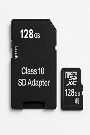 SMAYLİNG 128GB Class 10 Micro SD Kart + SD Adaptör - Yüksek Hızlı Hafıza Kartı