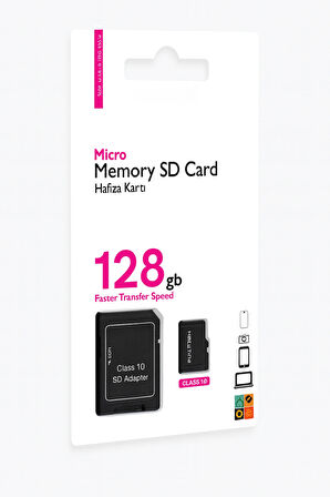 SMAYLİNG 128GB Class 10 Micro SD Kart + SD Adaptör - Yüksek Hızlı Hafıza Kartı