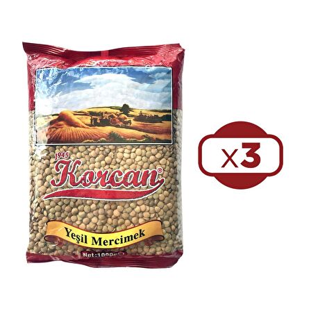 Korcan Yeşil Mercimek 1000 gr 3 lü