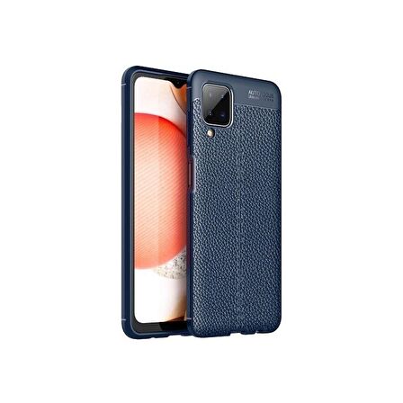 Smcase Samsung Galaxy M12 Kılıf Deri Dokulu Silikon  Nano Ekran Koruyucu 