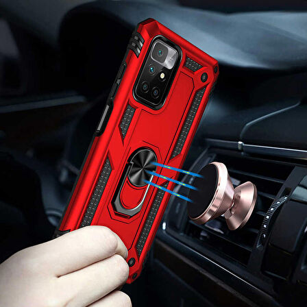 Gpack Xiaomi Redmi Note 11 4G Kılıf Vega Tank Standlı Yüzüklü Mıknatıslı