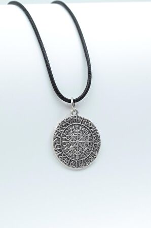 Vegvisir Viking Pusulası Kolye Deri İp Kolye Gümüş Kaplama Erkek Kadın Kolye