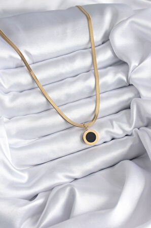 316L Çelik Gold Renk İtalyan Zincir Model İşleme Detay Kadın Kolye