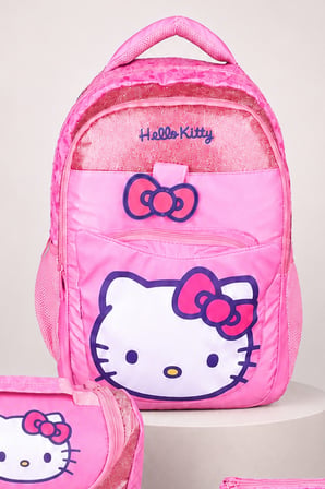  x Dekomus Lisanslı Hello Kitty Glitter Bow Collection Okul Çantası,Termoslu Beslenme Çantası ve Kalem Çantası Seti