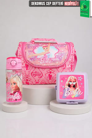 x Dekomus Lisanslı Barbie Ballerina Magic Collection Termoslu Beslenme Çantası,Beslenme Kabı ve Matara Seti