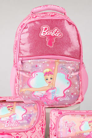 x Dekomus Lisanslı Barbie Ballerina Magic Collection Okul,Termoslu Beslenme ve Kalem Çantası,Beslenme Kabı,Matara Seti