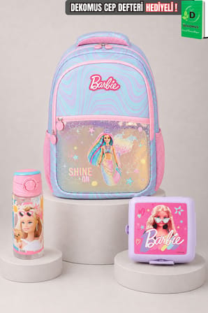 x Dekomus Lisanslı Barbie Deniz Kızı Collection Okul Çantası,Beslenme Kabı ve Matara Seti