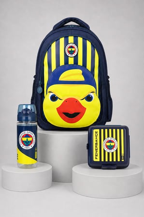 x Dekomus Lisanslı Fenerbahçe Yellow Collection 3D Baskılı Büyük Boy Okul Çantası,500 ML Matara ve Beslenme Kabı Seti