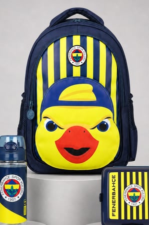 x Dekomus Lisanslı Fenerbahçe Yellow Collection 3D Baskılı Büyük Boy Okul Çantası,500 ML Matara ve Beslenme Kabı Seti