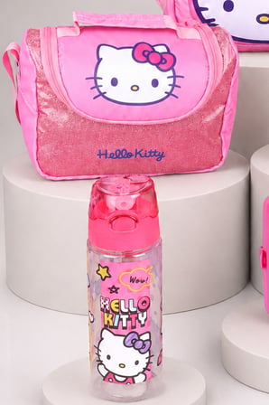  x Dekomus Lisanslı Hello Kitty Glitter Bow Collection Okul Çantası,Termoslu Beslenme Çantası ve Kalem Çantası,Beslenme Kabı,Matara Seti