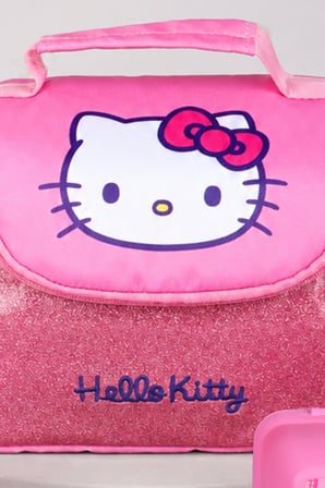  x Dekomus Lisanslı Hello Kitty Glitter Bow Collection Termoslu Beslenme Çantası,Beslenme Kabı ve Matara Seti
